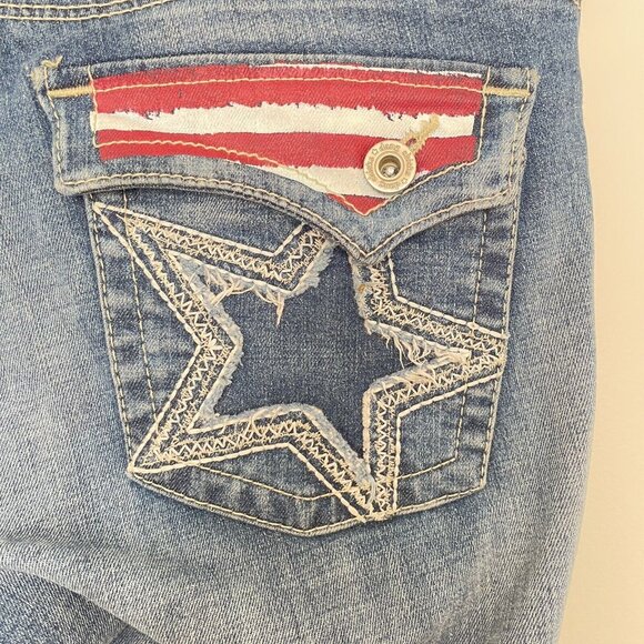 Dang Chicks Glorya Jeans Women’s 29x32 Boot Cut Stars and Stripes Pockets Blue - Picture 4 of 14